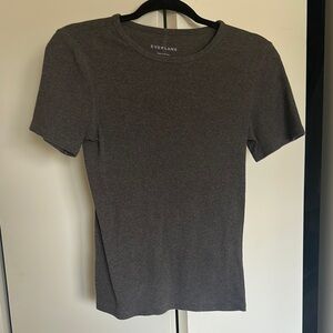 Everlane Pima Cotton Brown Gray Ribbed T-Shirt L